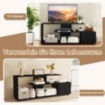 TV staliukas su spintele ir lentynomis (Juoda)