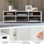 TV stovas su 6 lentynomis iki 55 colių televizoriams (Balta)