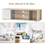 TV spintelė su trimis atviromis lentynomis ir spintele (Natūrali)