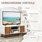 TV staliukas su atvirais ir uždaromais sandėliavimo skyriais (Ruda)