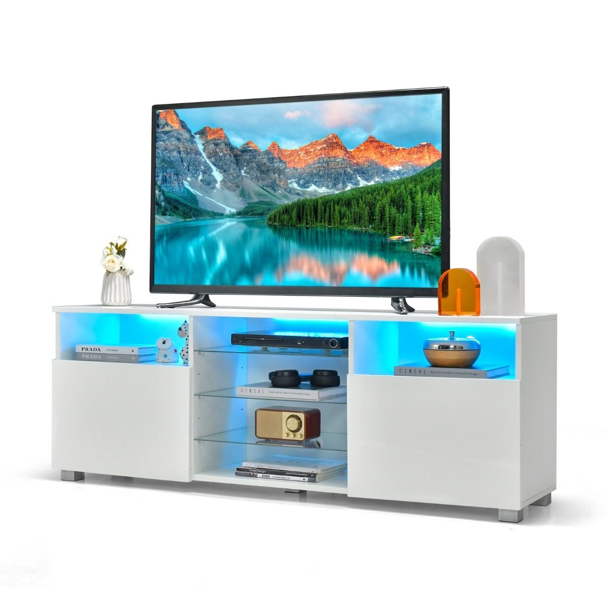 tv-st_nder-mit-led-lichtern-hv10407wh-1_1_ TV spintelė su LED apšvietimu ir dviem durelėmis (Balta)