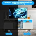 TV spintelė su LED apšvietimu ir dviem durelėmis (Balta)