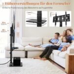 Reguliuojamo aukščio televizoriaus stovas su integruota įkrovimo stotele (Juoda)