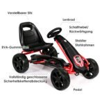 Vaikiškas kartingas su reguliuojama sėdyne ir EVA ratais (Raudona ir juoda)
