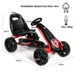 Vaikiškas kartingas su reguliuojama sėdyne ir EVA ratais (Raudona ir juoda)