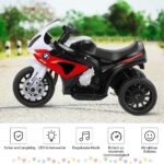 Elektrinis vaikiškas motociklas su muzika ir atraminiais ratukais (Raudona)