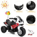 Elektrinis vaikiškas motociklas su muzika ir atraminiais ratukais (Raudona)