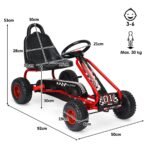 Vaikiškas kartingas su reguliuojama sėdyne ir rankiniu stabdžiu (Raudona)