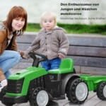 Elektrinis vaikščiojantis traktorius su priekaba (Žalia)