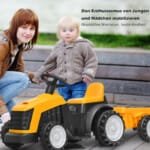 Elektrinis vaikiškas traktorius su priekaba (Geltona)