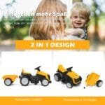 Elektrinis vaikiškas traktorius su priekaba (Geltona)