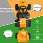 Elektrinis vaikiškas traktorius su priekaba (Geltona)