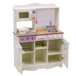 Medinė žaidimų virtuvėlė su priedais (Kreminė balta)