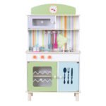 Medinė vaikiška žaidimų virtuvėlė su priedais (Žalia)