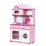 Medinė vaikiška virtuvėlė su priedais (Rožinė)