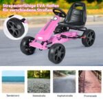 Vaikiškas kartingas su reguliuojama sėdyne ir rankiniu stabdžiu (Rožinė)