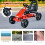 Vaikiškas pedalais varomas kartingas su reguliuojama sėdyne (Raudona)