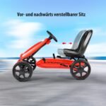 Vaikiškas pedalais varomas kartingas su reguliuojama sėdyne (Raudona)