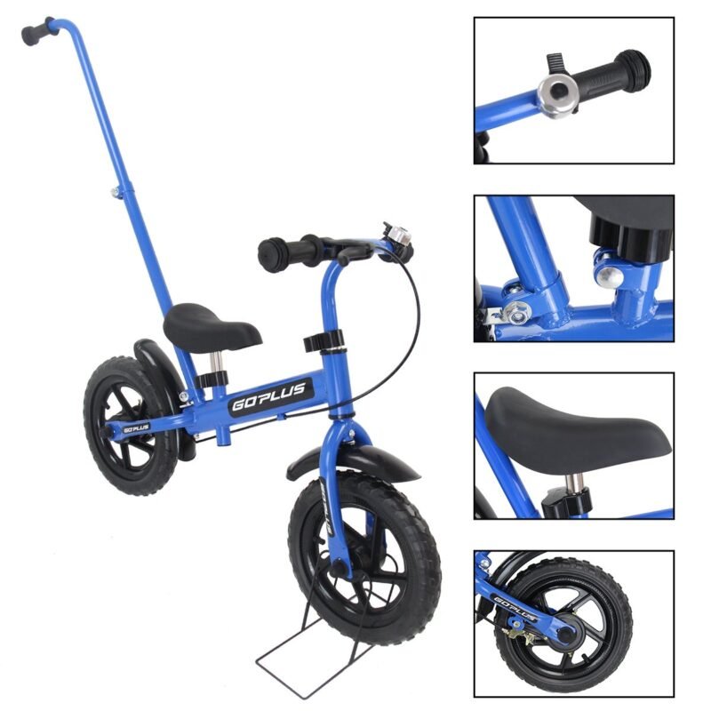 Vaikiškas balansinis dviratukas su reguliuojama stūmimo rankena (Rožinė)