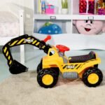 Vaikų žaislinis ekskavatorius su laikymo skyriumi ir šalmu (Geltona)