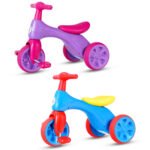 Vaikiškas paspiriamas triratis-dviratukas balanso ir koordinacijos lavinimui (Rožinė)