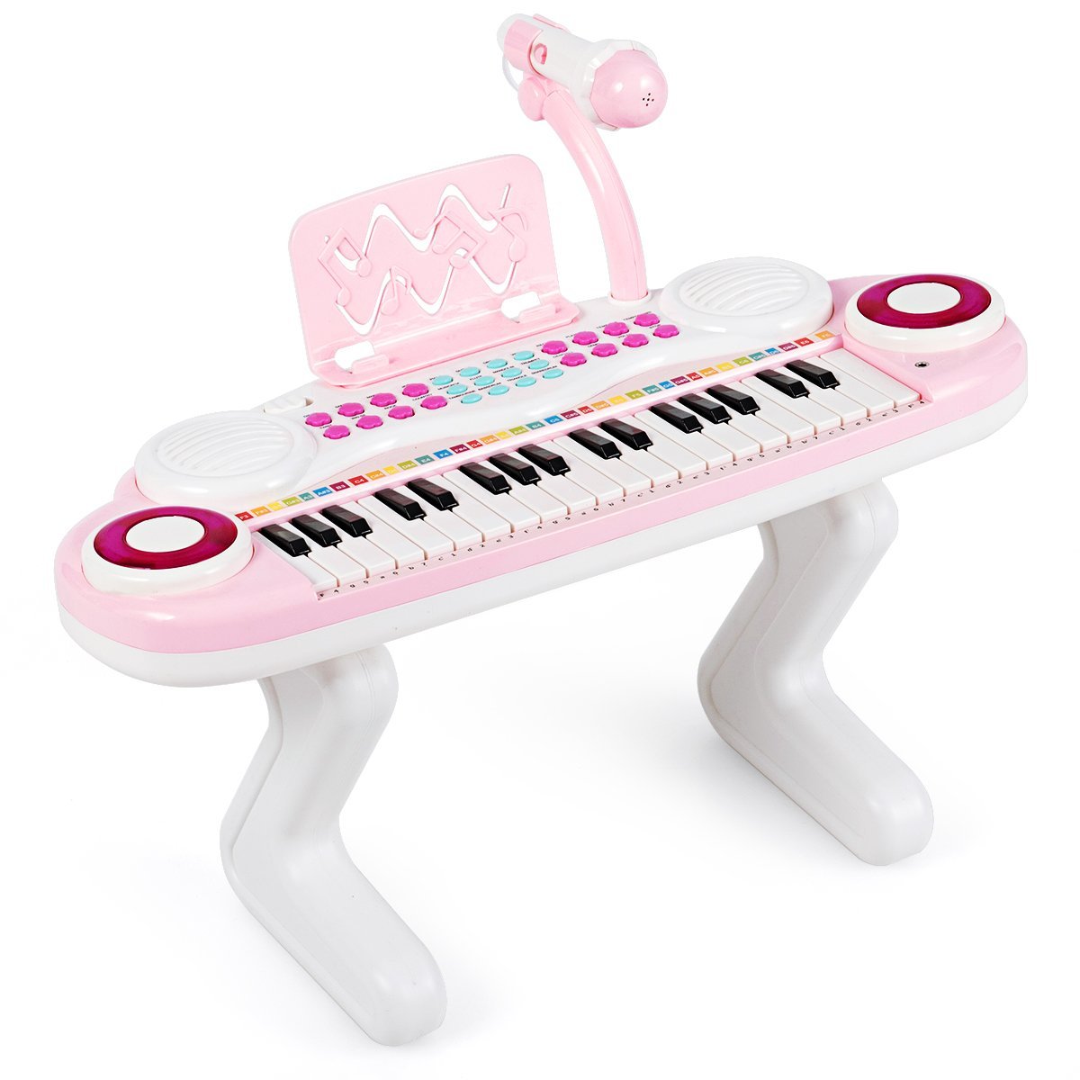 ty578769pi_02_ 37 klavišų vaikiškas elektrinis pianinas su mikrofonu (Rožinė)