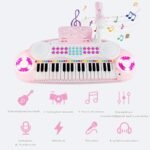 37 klavišų vaikiškas elektrinis pianinas su mikrofonu (Rožinė)