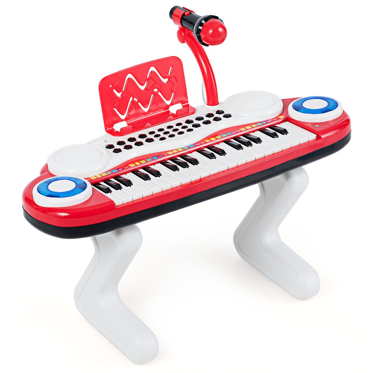 ty578769re_02__1 37 klavišų vaikiškas pianinas su mikrofonu (Raudona)