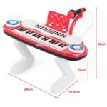37 klavišų vaikiškas pianinas su mikrofonu (Raudona)
