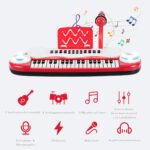 37 klavišų vaikiškas pianinas su mikrofonu (Raudona)