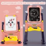 Dvipusė vaikiška rašymo ir meno lenta su reguliuojamu aukščiu (Rožinė)