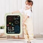 Dvipusė vaikų dailės lenta su kreidiniu ir baltu paviršiumi (Žalia)