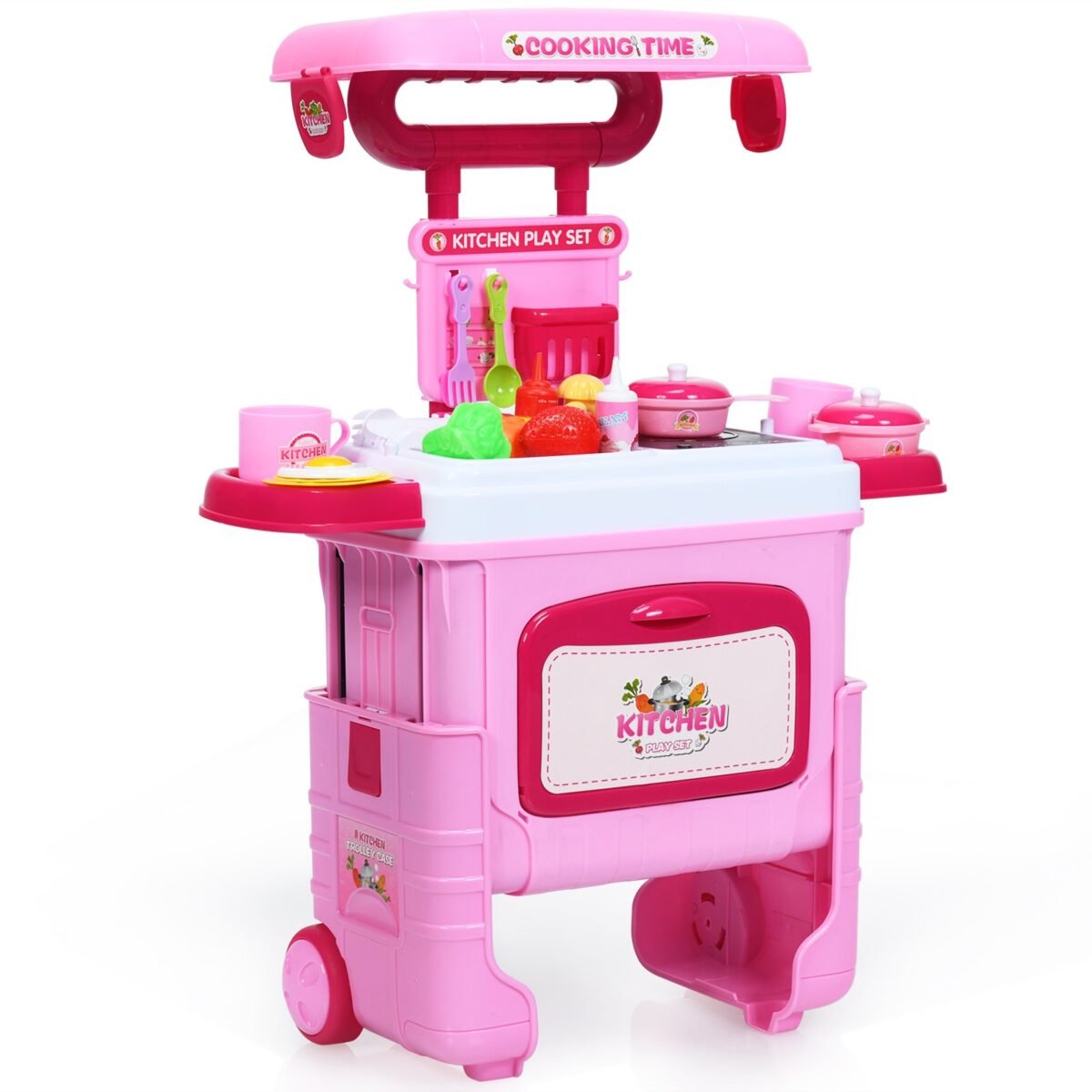 Daugiafunkcis virtuvės vežimėlis su reguliuojamu aukščiu (Rožinė)