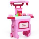 Daugiafunkcis virtuvės vežimėlis su reguliuojamu aukščiu (Rožinė)