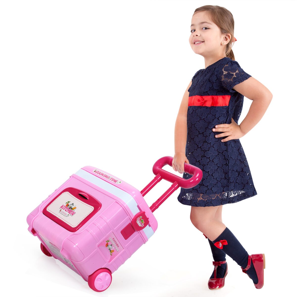 Daugiafunkcis virtuvės vežimėlis su reguliuojamu aukščiu (Rožinė)