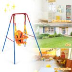 Vaikiškos sūpynės su tvirtu rėmu ir saugiu krėslu (Įvairiaspalvė)