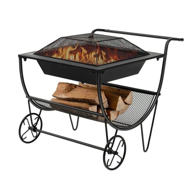 U formos lauko židinys su medžio laikikliu (Juoda)