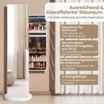 Besisukanti rūbų ir papuošalų spintelė su LED apšvietimu (Balta)