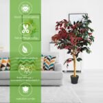 Dirbtinis fikusas su dviem kamienais 504 lapeliais 120 cm (Žalia)