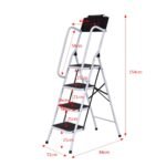 4 pakopų sulankstomos kopėčios su įrankių dėtuve (Juoda)