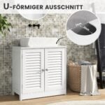 Spintelė po praustuvu su dviem durelėmis ir reguliuojama lentyna (Balta)