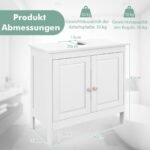 Spintelė po praustuvu su dviem durelėm ir reguliuojama lentyna (Balta)