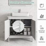 Spintelė po praustuvu su dviem durelėm ir reguliuojama lentyna (Balta)