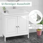 Spintelė po praustuvu su dviem durelėm ir reguliuojama lentyna (Balta)