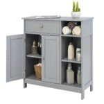 Kompaktiška vonios kambario spintelė su stalčiais ir lentynomis (Pilka)