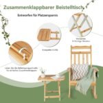Tvirtas sulankstomas lauko supamasis krėslas su eglės medienos staliuku (Natūrali)