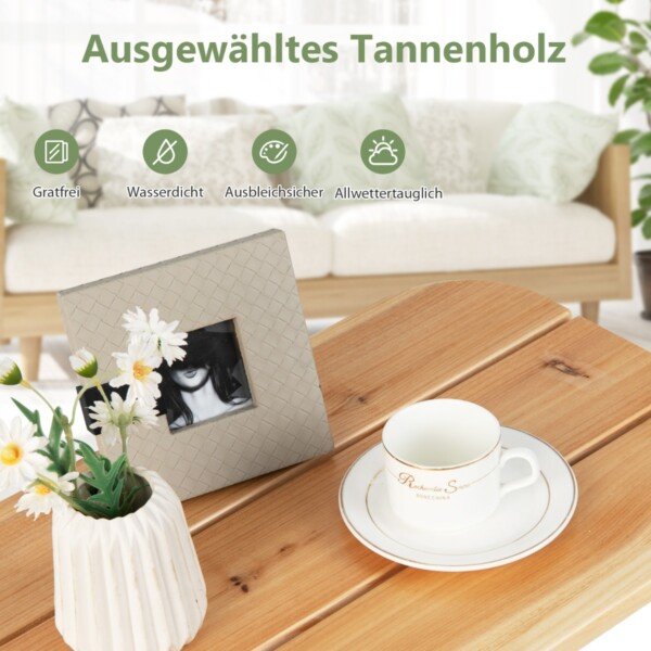 Tvirtas sulankstomas lauko supamasis krėslas su eglės medienos staliuku (Natūrali)