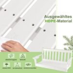 Terasinė sūpynė su integruotu gėrimų laikikliu ir reguliuojamomis grandinėmis 320 kg (Balta)