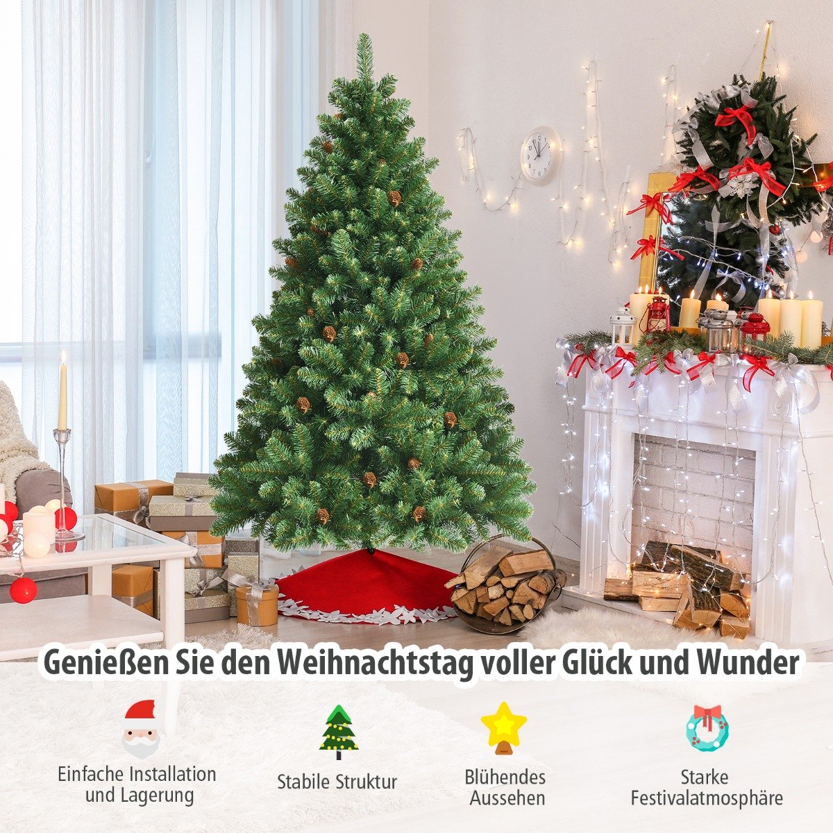 verschneiter-weihnachtsbaum-weihnachtsbaum-mit-led-lichtern_4_ Dirbtinė Kalėdinė Eglė 180 cm su 26 šakutėmis (Žalia)