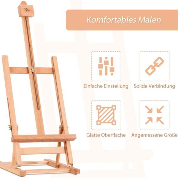 Reguliuojamas medinis dailės molbertas (Natūrali)